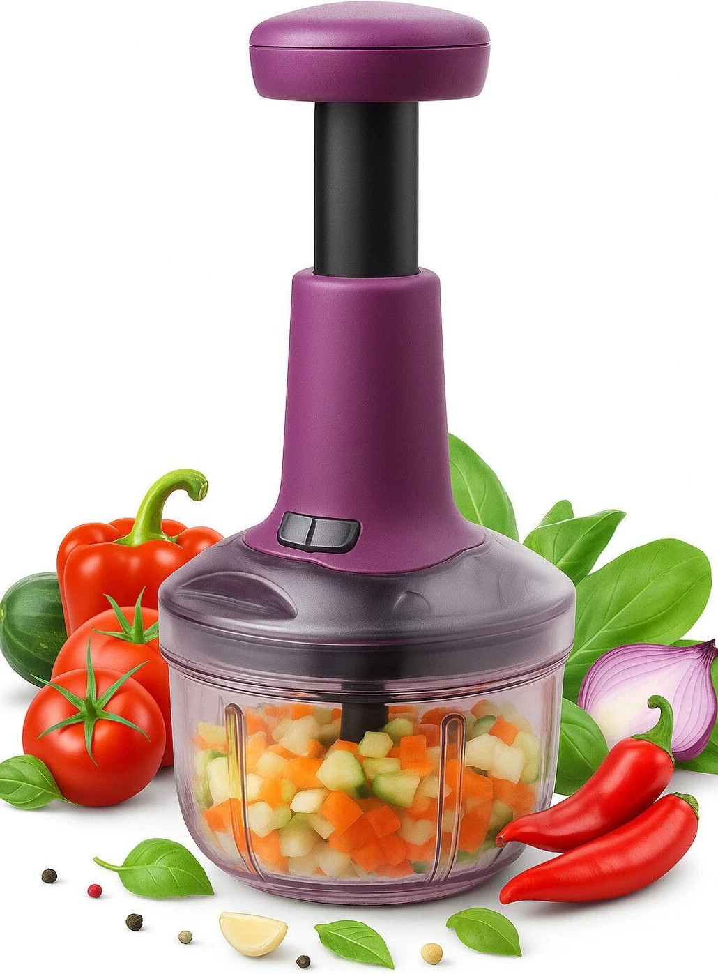 Ecodex Manual Push Vegetable Chopper Mixer Cutter to Cut Onion, Salad, Tomato, Potato Kitchen Tool Set